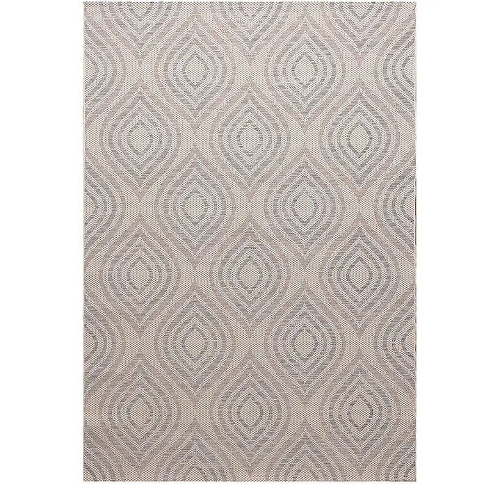 Dekoria Teppich Breeze beige/raw/blue 200x290cm -  - Ein beiger und hellgrauer Teppich mit einem sich wiederholenden ogeeometrischen Muster.