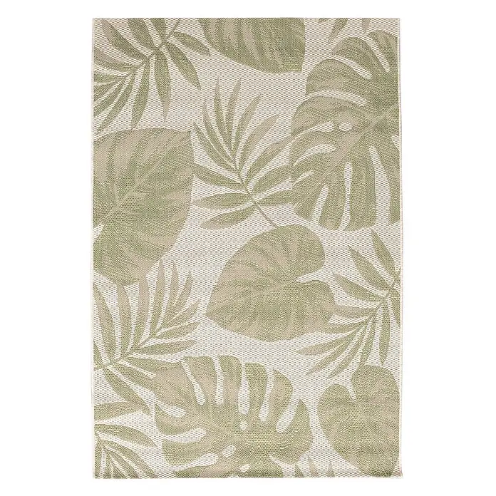 Dekoria Teppich Cottage beige/jungle green 120x170cm -  - Texturierter Teppich in Grün und Beige mit tropischem Blättermuster.
