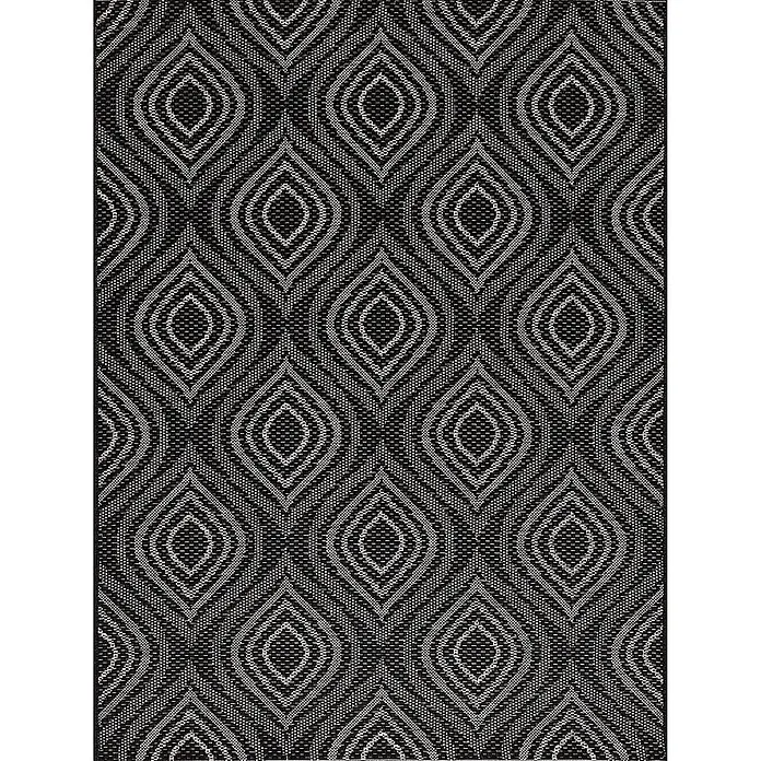 Dekoria Teppich Breeze black/ clif grey 120 x 170 cm -  - Schwarz-weißer gewebter Teppich mit wiederholtem geometrischem Rautenmuster.
