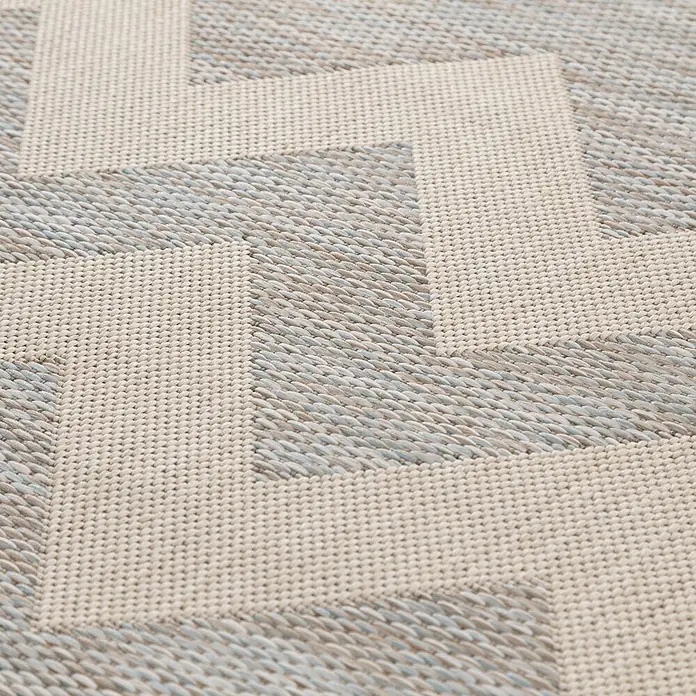 Dekoria Teppich Modern Chevron beige/ice blue 160x230 cm -  - Gewebter Teppich mit geometrischem Muster in Hellbeige und Blau-Grau-Tönen, für Innen- und Außenbereiche.