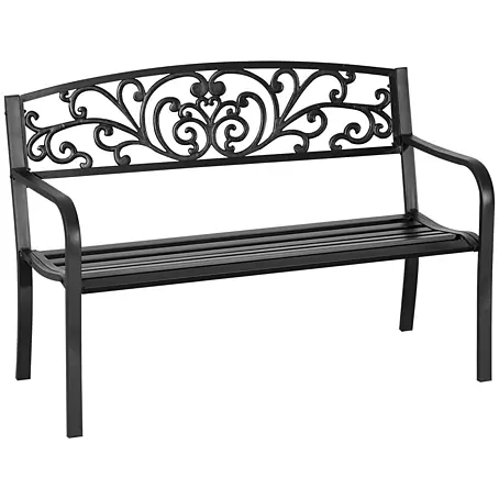 SONNENH Gartenbank 2-Sitzer 127 x 60 x 87 cm Schwarz aus Metall