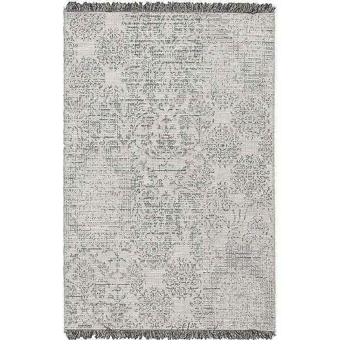 Dekoria Teppich Twed grey 120x170cm -  - Rechteckiger Teppich in Grau-Weiß mit Distressed-Muster und Fransen an den kurzen Seiten.