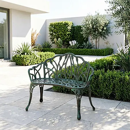 SONNENH Gartenbank 99 x 57 x 78 cm Grün aus Aluminium