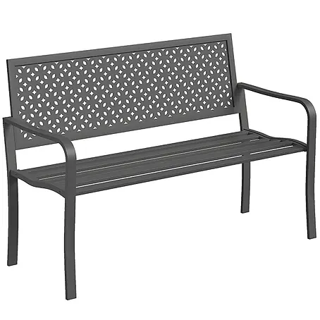 SONNENH Gartenbank 2-Sitzer 127 x 61 x 85 cm Dunkelgrau aus Stahl