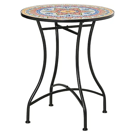 SONNENH Garten-Beistelltisch rund Metall Rot 60 cm