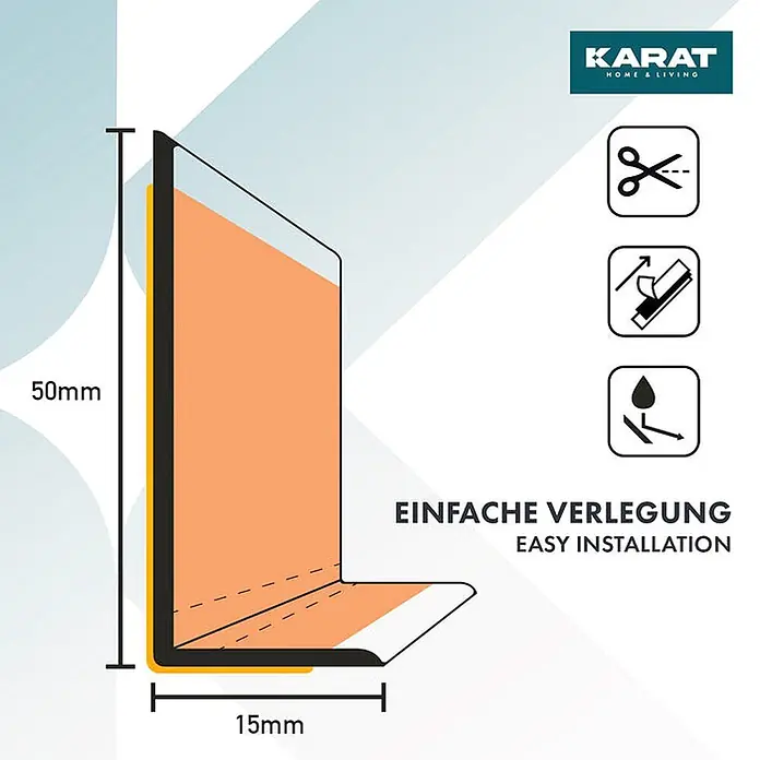 Floordirekt Selbstklebende Sockelleiste Oslo Buche-Hell 10 m -  - L-förmiges Eckprofil, 50mm hoch und 15mm breit, selbstklebend und wasserdicht.