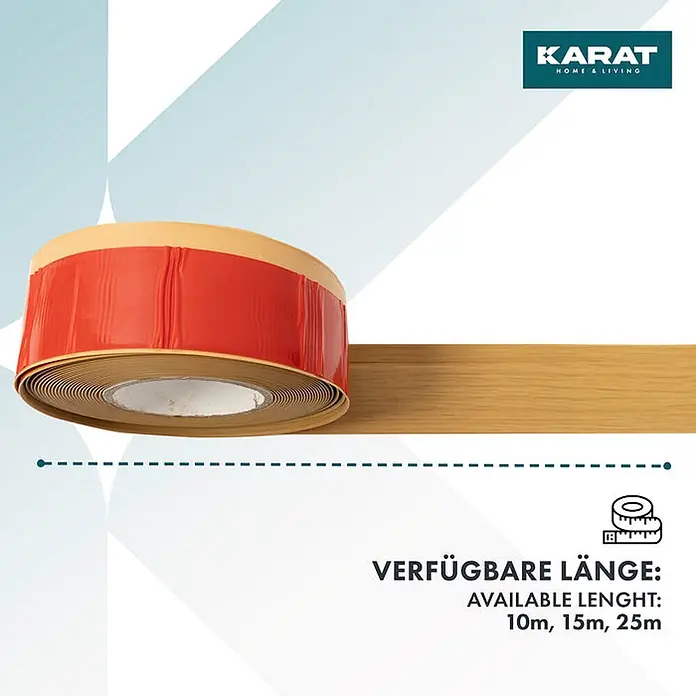 Floordirekt Selbstklebende Sockelleiste Oslo Eiche-Vintage 10 m -  - Aufgerolltes Kantenband in Holzoptik mit rotem Kleberücken, erhältlich in 10m, 15m, 25m Längen.