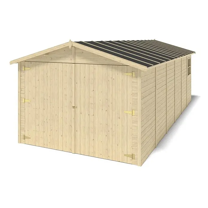 Autogarage aus Holz - 18.19m2 - 3.05x5.91m - 18mm -  - Holzgarage mit Satteldach und Doppeltüren für Lagerung oder Fahrzeugparken.