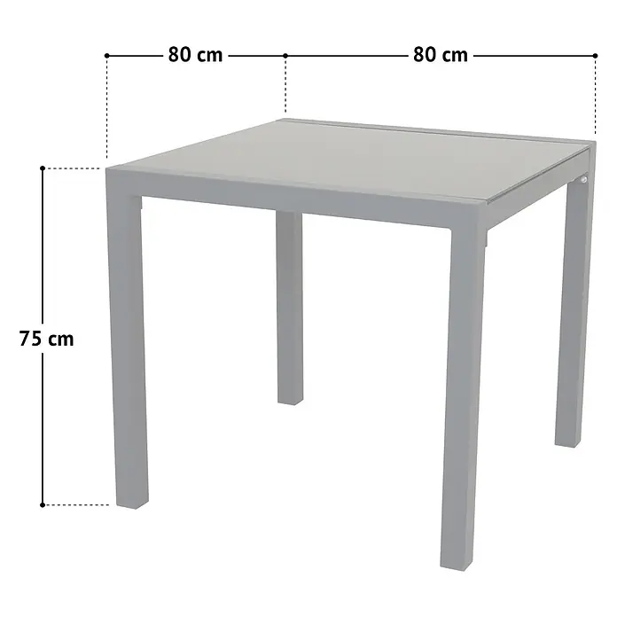 SVITA Set Gartentisch 4 Stühle Hochlehner klappbar Metall Anthrazit -  - Grauer quadratischer Esstisch, 80x80x75 cm groß.