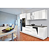 Respekta Premium Küchenzeile GLRP345HWWGKE (Breite: 345 cm, Mit Elektrogeräten, Weiß Hochglanz)