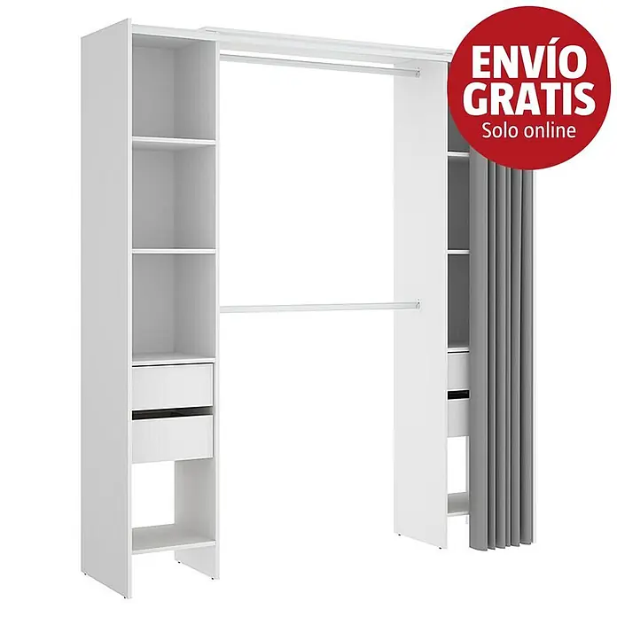 Dekit Armario para ropa Suit - L x An x Al: 50 x 177,5 x 205 cm, Blanco, Melamina - Imagen de campaña