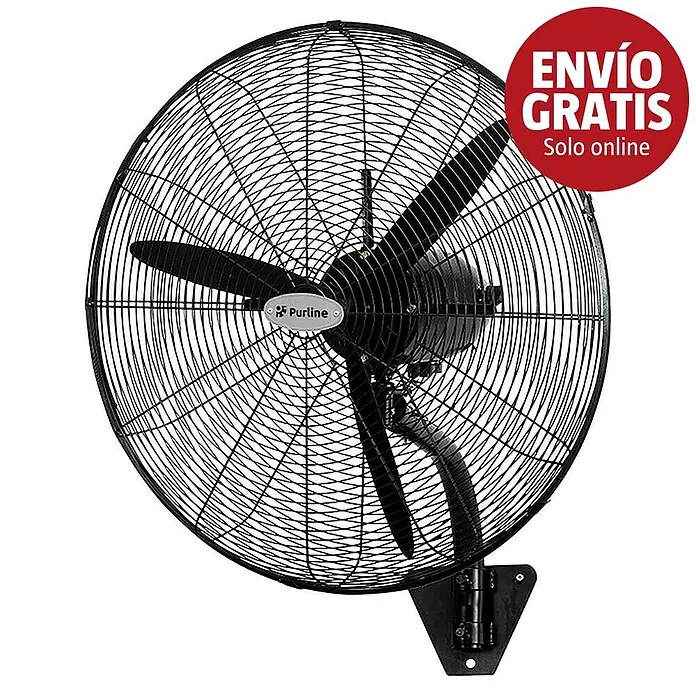 Purline Venty Ventilador de pared Metablast - Negro, 70 cm - Ventilador industrial de pared negro con rejilla metálica y aspas visibles.