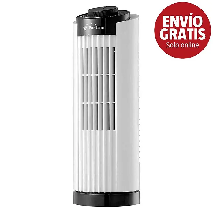 Purline Venty Ventilador de torre TO 10 - Blanco, 33 cm - Ventilador de torre Pur Line blanco con base y controles negros.