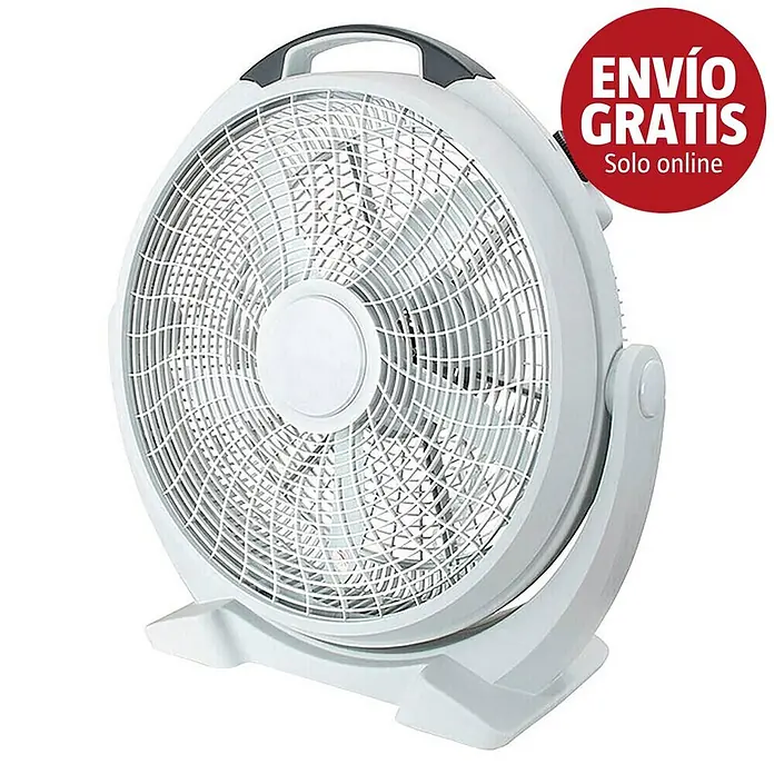 Purline Venty Ventilador de suelo industrial 110 - 100 W, Blanco, 60 cm - Ventilador de caja blanco con asa superior, diseñado para flujo de aire direccional y portabilidad.