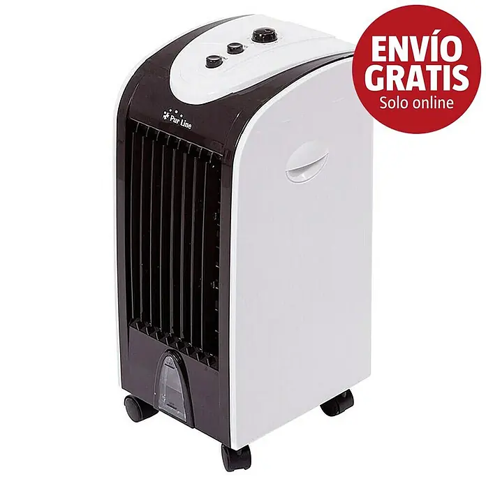 Purline Rafy Climatizador evaporativo 51 - Blanco/Negro, Altura: 58 cm, 75 W - Climatizador evaporativo Pur Line blanco y marrón oscuro con rejillas frontales, controles superiores y ruedas.