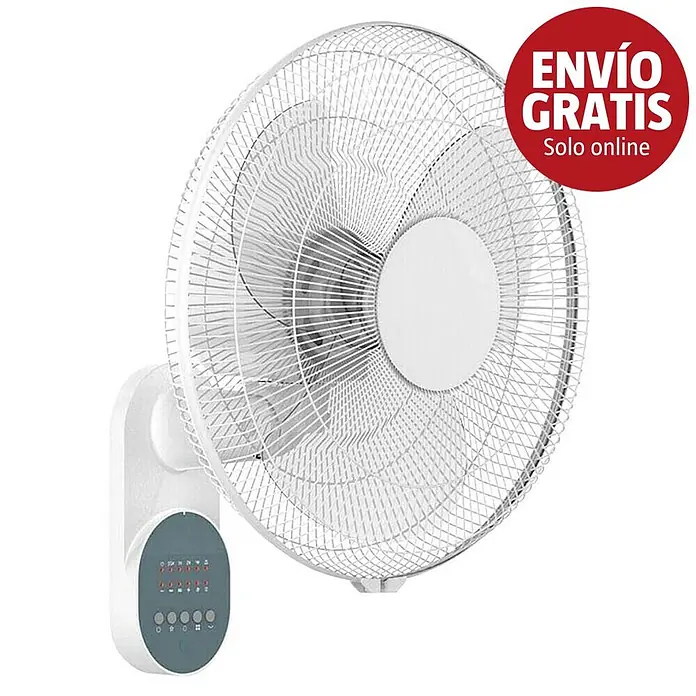 Purline Venty Ventilador de pared WA 55 - Blanco, 40 cm, 55 W - Ventilador de pared blanco con rejilla protectora y panel de control.