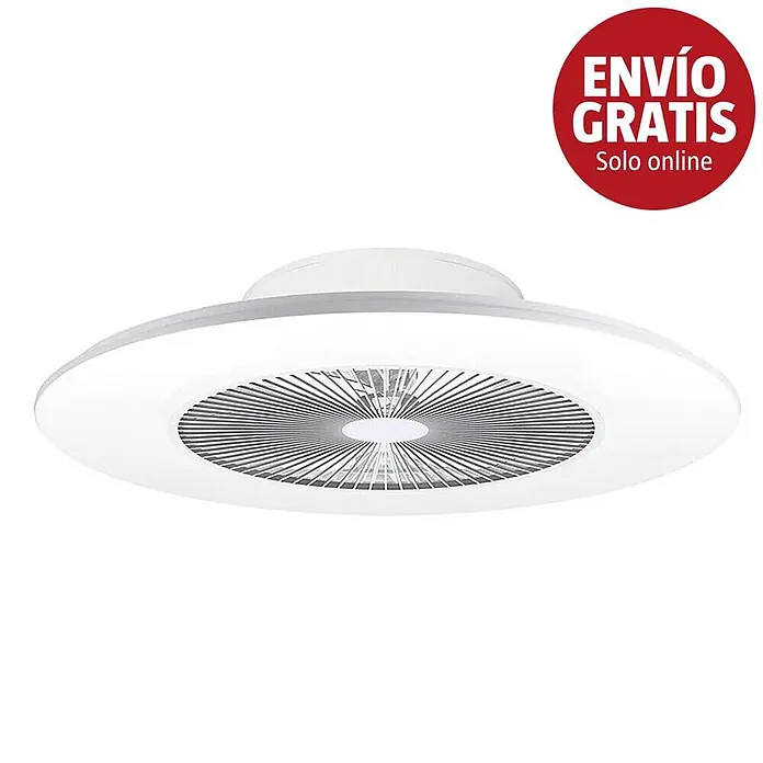 Sulion Ventilador de techo Daikiri XL - Blanco, 80 cm, 55 W, Blanco neutro - Ventilador de techo redondo blanco con luz LED integrada.
