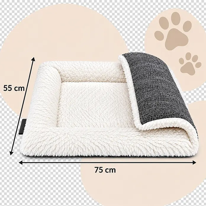 belviona Katzen-Wendedecke, gepolstert & waschbar, 75x55 cm -  - Flauschiges Haustierbett in Creme und Grau, 75 cm lang und 55 cm breit.