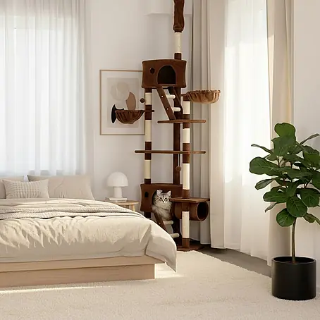 belviona XXL-Kratzbaum mit Deckenspanner, 230-250 cm, braun