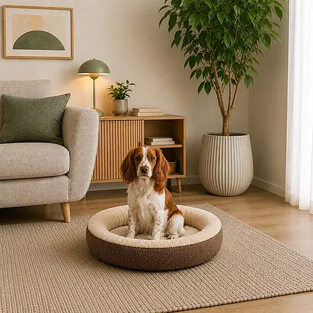 belviona Hundebett rund 65 cm, abnehmbarer Bezug waschbar, braun
