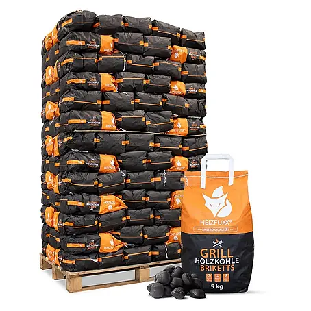 Grillholzkohlebriketts 5kg x 130 Sack 650kg Palette