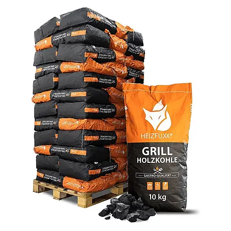 Grillholzkohle in Gastro-Qualität 10kg x 36 Sack 360kg Palette