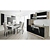 Respekta Composición de cocina (Ancho: 250 cm, Con dispositivos eléctricos, Negro)