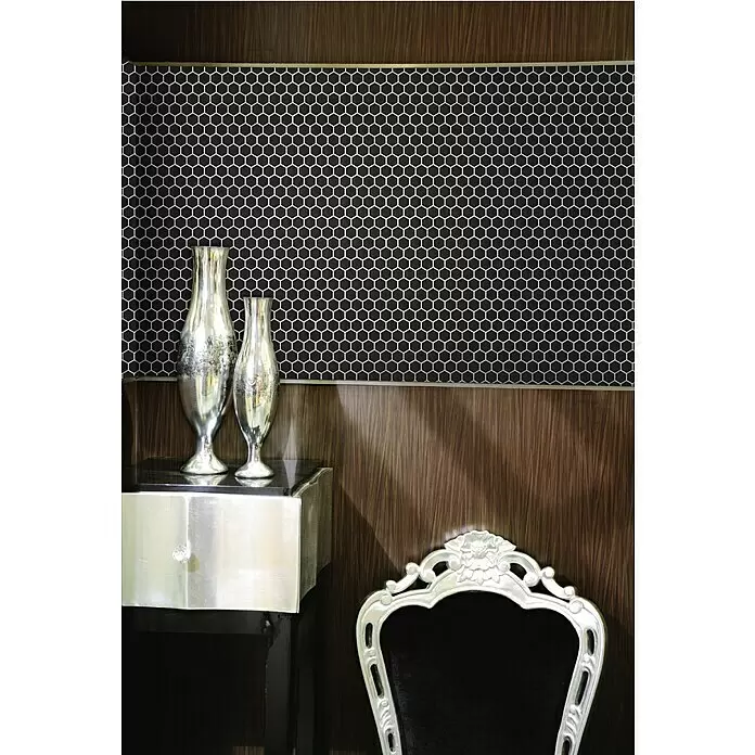 Mosaikfliese Hexagon Uni HX 065 - 26 x 30 cm, Schwarz, Matt - Anwendungsbeispiel