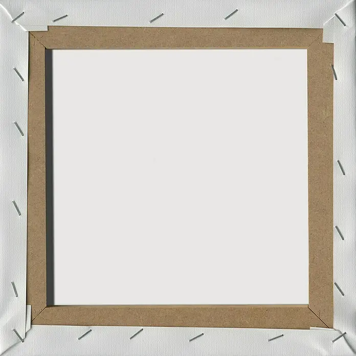 ProArt Leinwandbild Konventionel - Exotic Beach, B x H: 40 x 40 cm - Nahaufnahme eines Keilrahmens mit gespannter Leinwand, fixiert mit Klammern, ideal für Künstler und Galerien zur Präsentation von Kunstwerken.