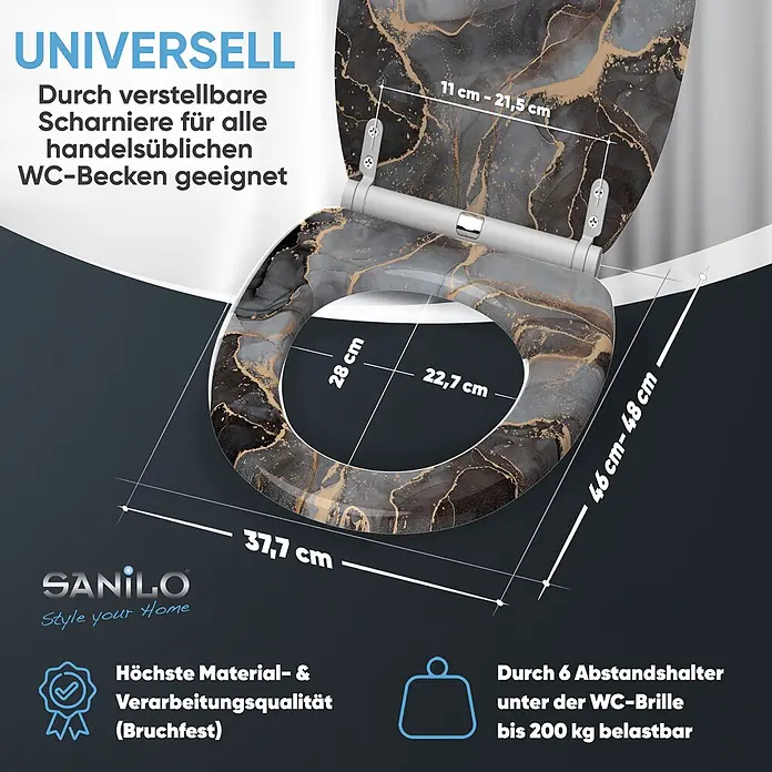 WC-Sitz mit Absenkautomatik & Top Fix Marmor Abstrakt online kaufen bei BAUHAUS