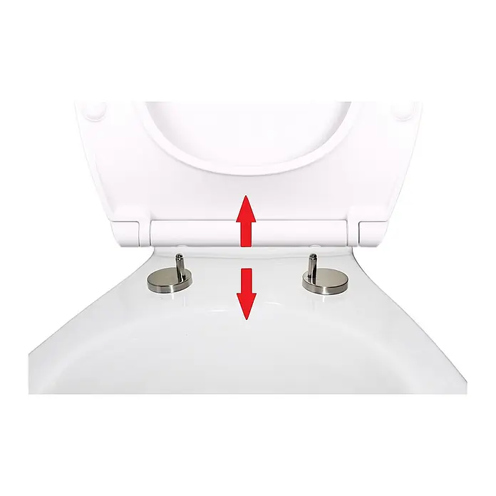 WC-Sitz mit Absenkautomatik Flat Weiß -  - Weißer Toilettensitz mit Deckel und verstellbaren Metallscharnieren.