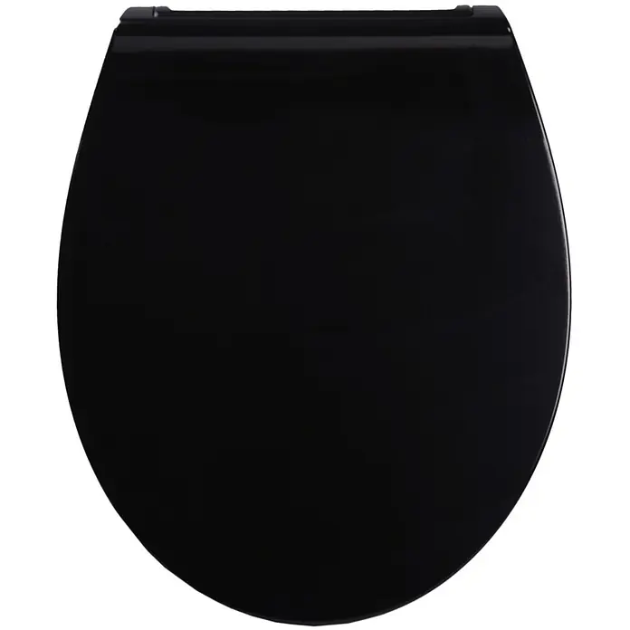 WC-Sitz mit Absenkautomatik Flat Schwarz -  - Schwarzer, geschlossener Toilettensitz.