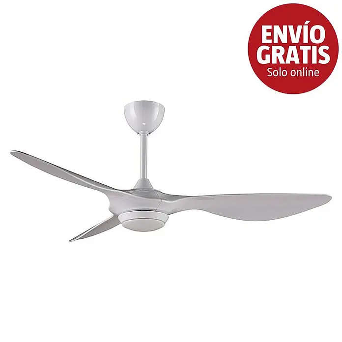 Purline Ventilador de techo Helix White - Blanco, 132 cm, 35 W, Blanco cálido - Ventilador de techo blanco de tres aspas con luz LED integrada.