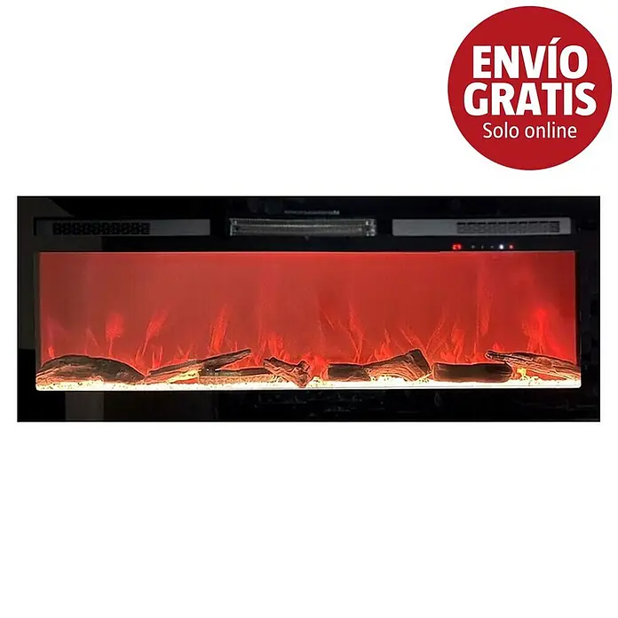Nora Flames Chimenea eléctrica Illusion Flame 13 - Negro, 1.500 W, 15 x 128 x 49,4 cm - Inserto de chimenea eléctrica negro con efecto de llama roja y leños simulados.