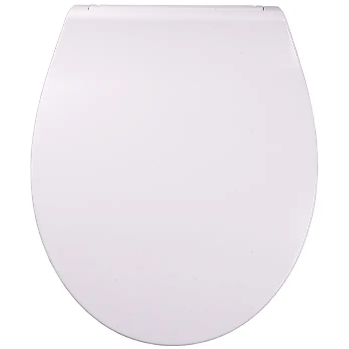 WC-Sitz mit Absenkautomatik Flat Weiß -  - Weißer, geschlossener Toilettensitzdeckel.