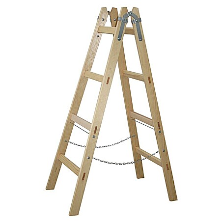 Sprossen-Doppelleiter (Höhe: 140 cm, Anzahl Tritte: 8 Stk., Holz)