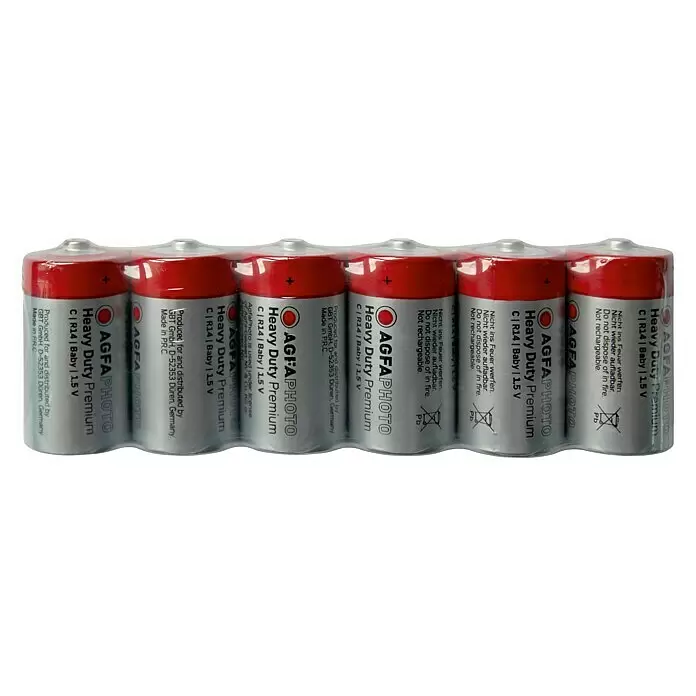 Batterie Heavy Duty - Baby C, Zink-Kohle, 1,5 V, 6 Stk.