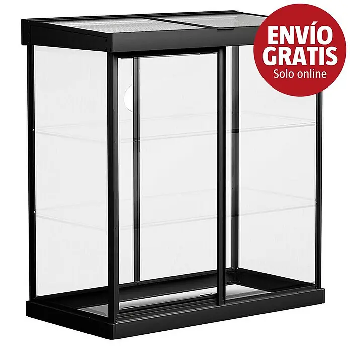 Palram – Canopia Invernadero Mini Ivy - Medidas ext. (An x Pr): 123 x 64 cm, 0,7 mm, Negro - Mini invernadero con marco negro, paneles transparentes y techo abatible.