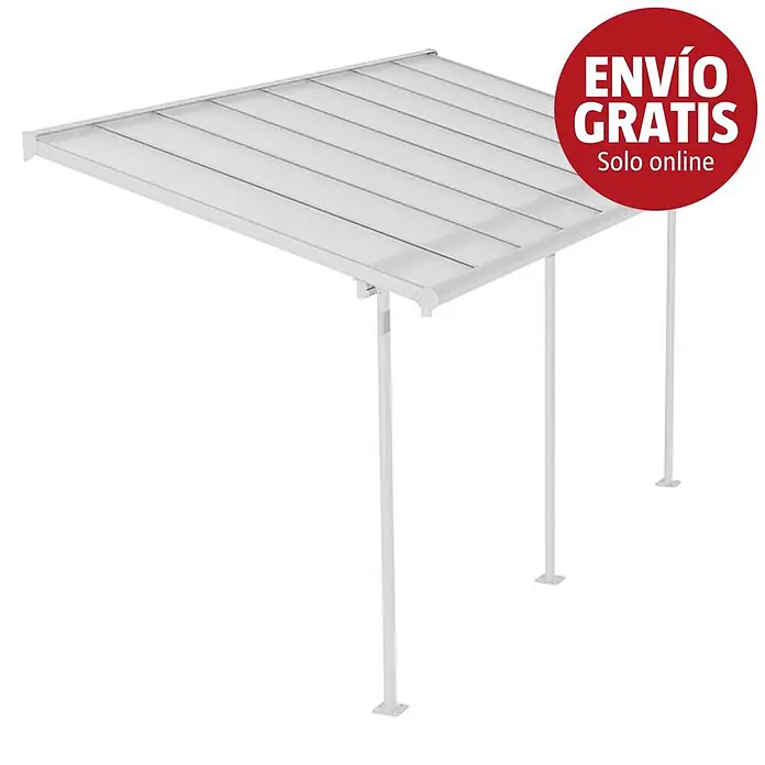Palram – Canopia Marquesina adosada Sierra - An x Pr: 447,5 x 228 cm, Blanco, Policarbonato, Gris - Pérgola blanca independiente con paneles de techo transparentes y postes de soporte. Envío gratis solo online.