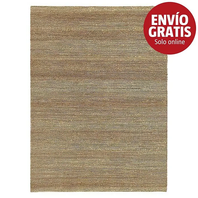 Alfombra de yute Málaga - Natural, 350 x 250 cm, 100% yute - Alfombra de fibra natural marrón claro con textura tejida horizontal.