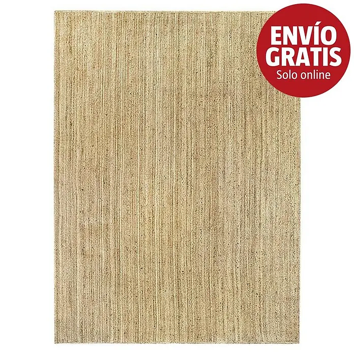 Alfombra de yute Nazar - Beige, 500 x 300 cm - Alfombra rectangular de yute natural con textura tejida.