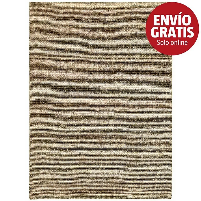 Alfombra de yute Málaga - Natural, 300 x 250 cm, 100% yute - Alfombra de fibra natural marrón claro con textura rayada horizontal.