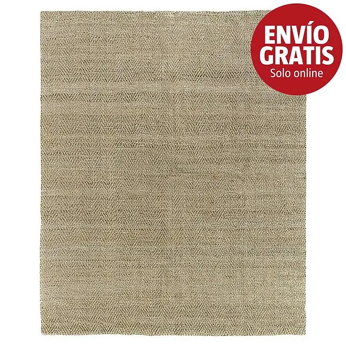 Alfombra de yute Alcázar - Natural, 300 x 250 cm, 100% yute - Alfombra beige de fibra natural con un sutil patrón de espiga tejido.