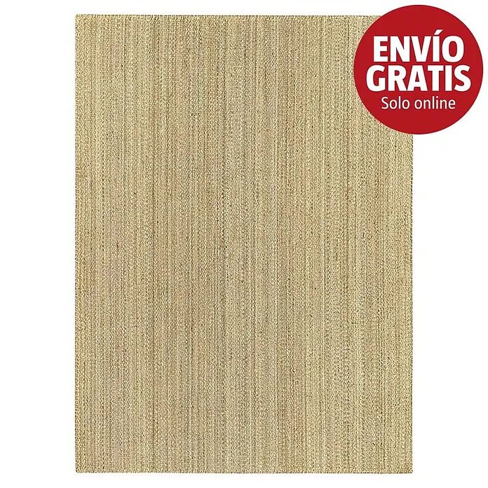 Alfombra de yute Córdoba - Natural, 350 x 250 cm, 100% yute - Alfombra de fibra natural marrón claro con un tejido texturizado.