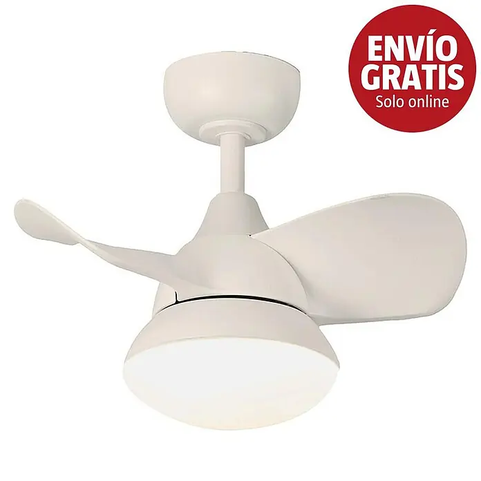 Sulion Ventilador de techo Sandra - Blanco, 50 cm, 24 W, Blanco cálido - Ventilador de techo blanco con tres aspas y luz LED integrada.