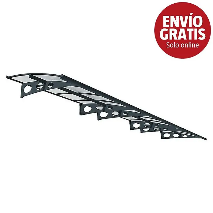 Palram – Canopia Marquesina para puerta Herald - 670,5 x 139 x 33 cm - Toldo modular gris oscuro con paneles de policarbonato transparente.