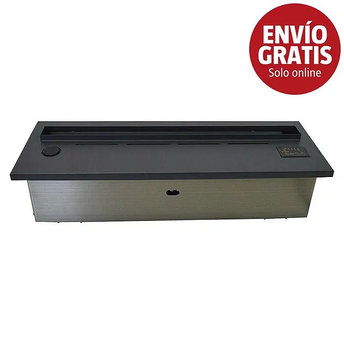 Purline Chimenea eléctrica Firecool Orange 70 - Negro, 110 W, 19 x 70 x 24 cm - Quemador de chimenea bioetanol negro con base de metal cepillado y panel de control digital integrado.