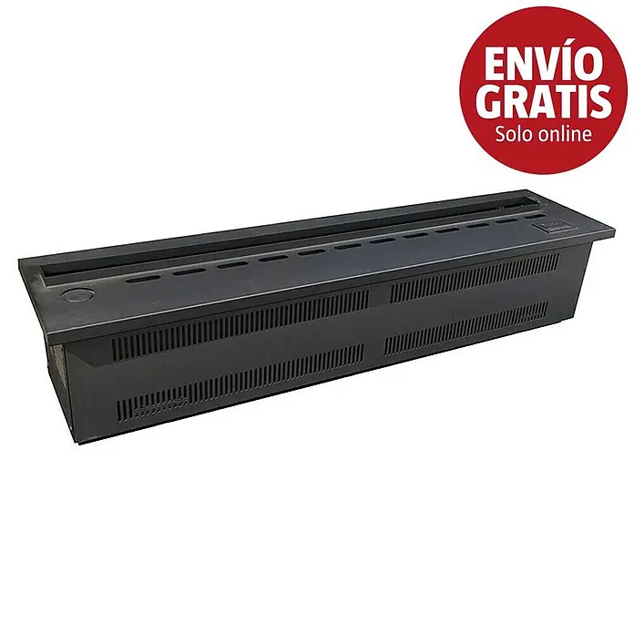 Purline Chimenea eléctrica Firecool Colors 200 - 200 cm - Quemador de bioetanol negro rectangular con rejillas de ventilación.