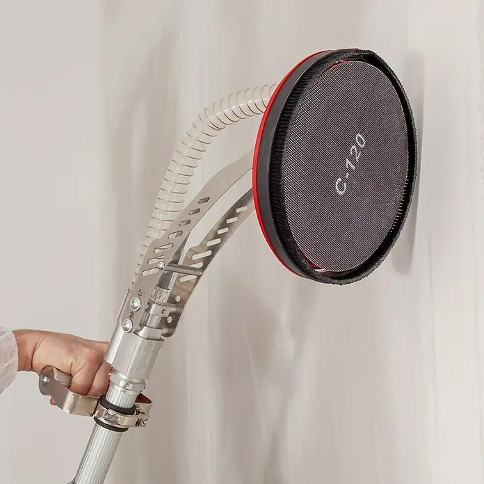 Wolfcraft Disco de lija autoadherente - Diámetro: 225 mm, Grano: 120 mm, 5 ud. - Lijadora de paneles de yeso con cabezal de lijado redondo y manguera de aspiración para un lijado eficiente. Ideal para alisar paredes y techos.