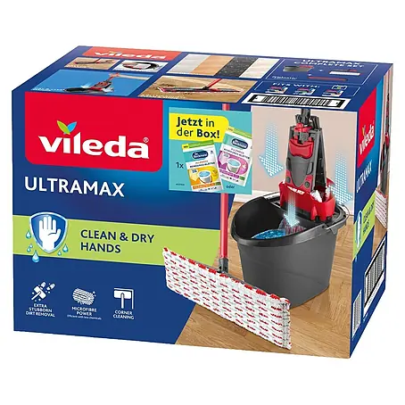 Vileda Ultramax Reinigungssystem & Eimer 2in1 Box Plus Dr. Beckmann Reinigungs-Blätter